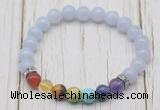 CGB6219 8mm blue lace agate 7 chakra beaded mala stretchy bracelets