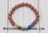 CGB6232 8mm red jasper 7 chakra beaded mala stretchy bracelets