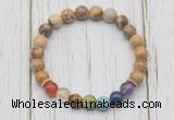 CGB6233 8mm picture jasper 7 chakra beaded mala stretchy bracelets