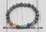 CGB6246 8mm kambaba jasper 7 chakra beaded mala stretchy bracelets