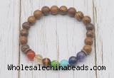 CGB6247 8mm elephant skin jasper 7 chakra beaded mala stretchy bracelets