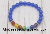 CGB6260 8mm candy jade 7 chakra beaded mala stretchy bracelets