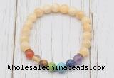 CGB6269 8mm honey jade 7 chakra beaded mala stretchy bracelets