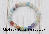 CGB6270 8mm amazonite 7 chakra beaded mala stretchy bracelets