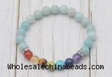 CGB6271 8mm amazonite 7 chakra beaded mala stretchy bracelets