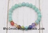 CGB6272 8mm peru amazonite 7 chakra beaded mala stretchy bracelets