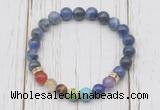 CGB6278 8mm sodalite 7 chakra beaded mala stretchy bracelets