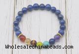 CGB6280 8mm lapis lazuli 7 chakra beaded mala stretchy bracelets