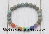 CGB6282 8mm African turquoise 7 chakra beaded mala stretchy bracelets