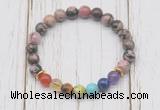 CGB6288 8mm rhodonite 7 chakra beaded mala stretchy bracelets