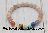 CGB6317 8mm sunstone 7 chakra beaded mala stretchy bracelets