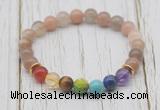 CGB6318 8mm rainbow moonstone 7 chakra beaded mala stretchy bracelets