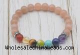 CGB6319 8mm moonstone 7 chakra beaded mala stretchy bracelets