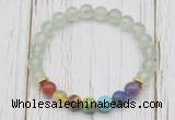 CGB6320 8mm prehnite 7 chakra beaded mala stretchy bracelets