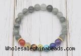 CGB6321 8mm seaweed quartz 7 chakra beaded mala stretchy bracelets