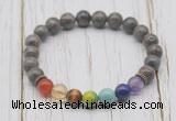 CGB6326 8mm rainbow labradorite 7 chakra beaded mala stretchy bracelets