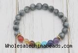 CGB6327 8mm eagle eye jasper 7 chakra beaded mala stretchy bracelets