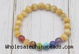 CGB6329 8mm golden tiger eye 7 chakra beaded mala stretchy bracelets