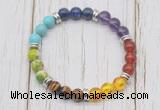 CGB6341 8mm 7 chakra gemstone beaded mala stretchy bracelets