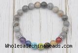 CGB6355 8mm silver needle agate 7 chakra beaded mala stretchy bracelets