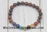 CGB6365 8mm mahogany obsidian 7 chakra beaded mala stretchy bracelets