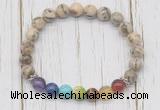 CGB6366 8mm feldspar 7 chakra beaded mala stretchy bracelets