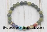 CGB6371 8mm Canadian jade 7 chakra beaded mala stretchy bracelets