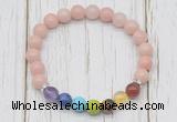 CGB6378 8mm Chinese pink opal 7 chakra beaded mala stretchy bracelets