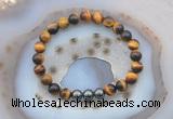 CGB6403 8mm round yellow tiger eye & hematite beaded bracelets