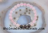 CGB6421 8mm round rose quartz & smoky quartz beaded bracelets