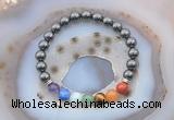 CGB6435 8mm round hematite 7 chakra beads bracelet wholesale