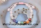 CGB6442 8mm round rose quartz 7 chakra beads adjustable bracelets