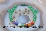 CGB6444 8mm round green agate 7 chakra beads adjustable bracelets