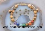 CGB6447 8mm round picture jasper 7 chakra beads adjustable bracelets