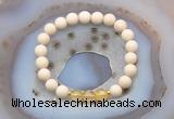 CGB6459 8mm round matte white fossil jasper & citrine beaded bracelets