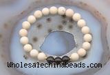 CGB6461 8mm round matte white fossil jasper & smoky quartz beaded bracelets