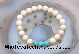 CGB6463 8mm round matte white fossil jasper & turquoise beaded bracelets