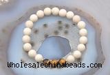 CGB6473 8mm round matte white fossil jasper & yellow tiger eye beaded bracelets