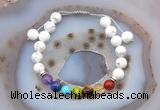 CGB6505 8mm round white howlite 7 chakra beads adjustable bracelets