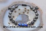 CGB6592 8mm round matte black labradorite & lapis lazuli adjustable bracelets