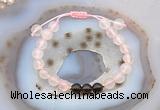 CGB6599 8mm round rose quartz & smoky quartz adjustable bracelets