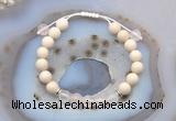 CGB6606 8mm round white fossil jasper & rose quartz adjustable bracelets