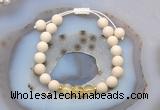 CGB6612 8mm round matte white fossil jasper & citrine adjustable bracelets