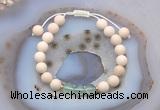 CGB6613 8mm round white fossil jasper & green fluorite adjustable bracelets