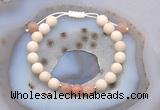 CGB6615 8mm round white fossil jasper & moonstone adjustable bracelets