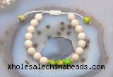 CGB6625 8mm round white fossil jasper & green sea sediment jasper adjustable bracelets