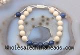 CGB6639 8mm round white fossil jasper & sodalite adjustable bracelets