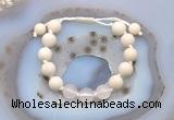 CGB6646 10mm round white fossil jasper & rose quartz adjustable bracelets