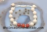 CGB6656 10mm round white fossil jasper & fire agate adjustable bracelets