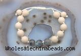 CGB6673 10mm round white fossil jasper & labradorite adjustable bracelets